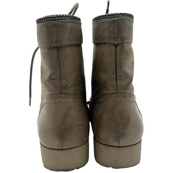 GUESS Combat Boots Cap Toe Lace Up Zipper Moto Biker Style 8.5 Neutral Taupe - Picture 4 of 9